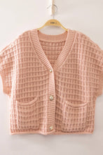 Load image into Gallery viewer, 12W3719N-Waffle Texture Crop Cardigan: CREAM / S-M-L/2-2-2
