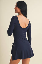 Load image into Gallery viewer, Long Sleeve Wrap Tie Front Dress: Black / L
