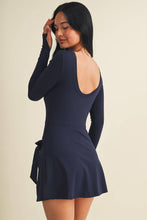 Load image into Gallery viewer, Long Sleeve Wrap Tie Front Dress: Dark Chocolate / M
