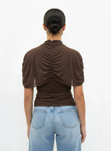 Load image into Gallery viewer, ASYMMETRIC CAPE RUCH TOP- TD7186AFO: Burgundy / Contemporary / S
