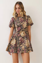 Load image into Gallery viewer, CD07594-Vintage Floral Puff Sleeve Mini Dress: MULTI / M
