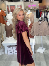Load image into Gallery viewer, Fall Into Velvet Dress-Wine
