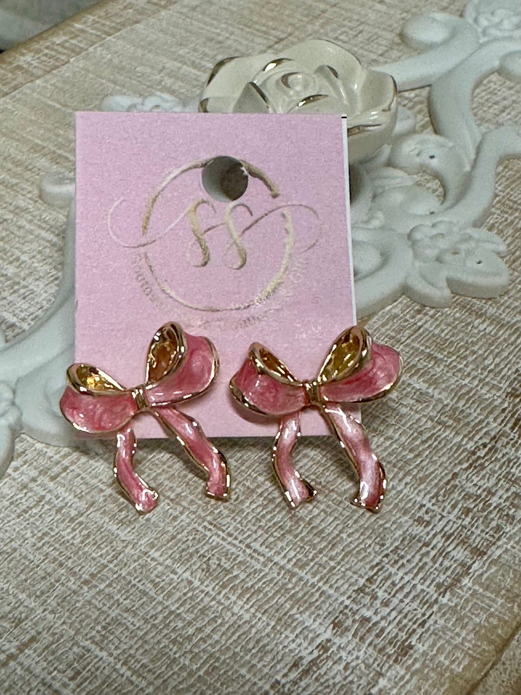 Pink Bow Studs