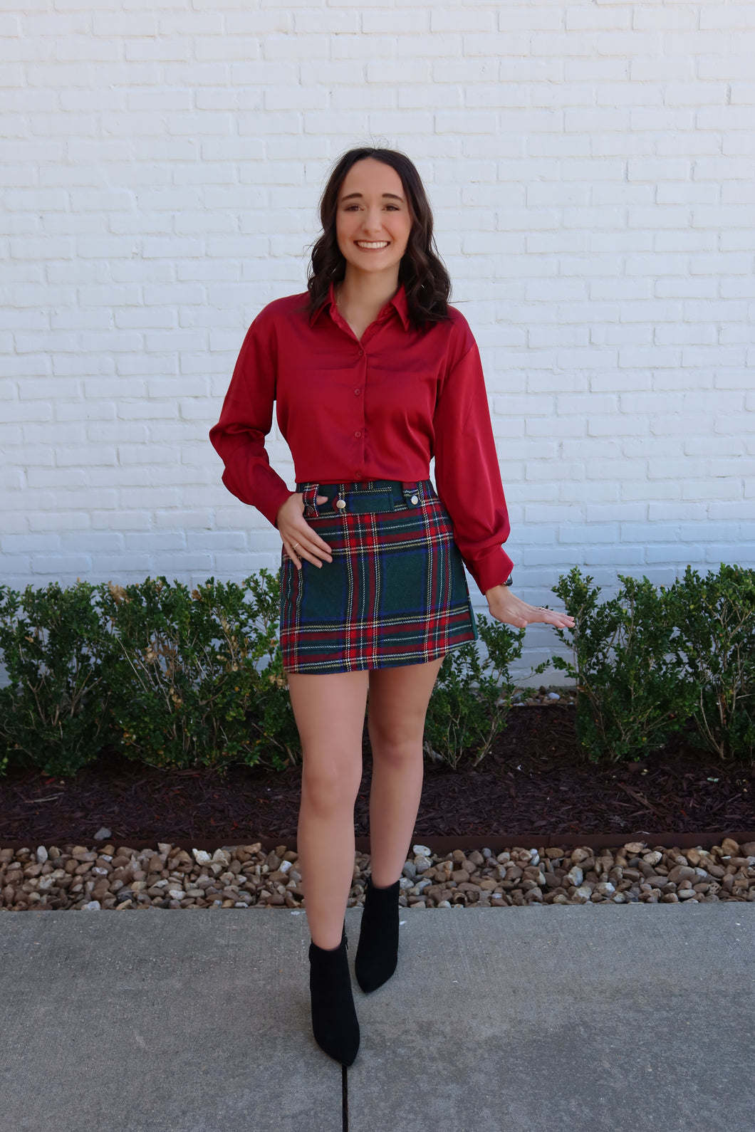 Hunter Green Plaid Skort