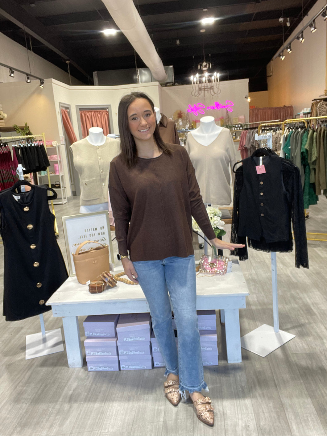 The Monica Top- Brown