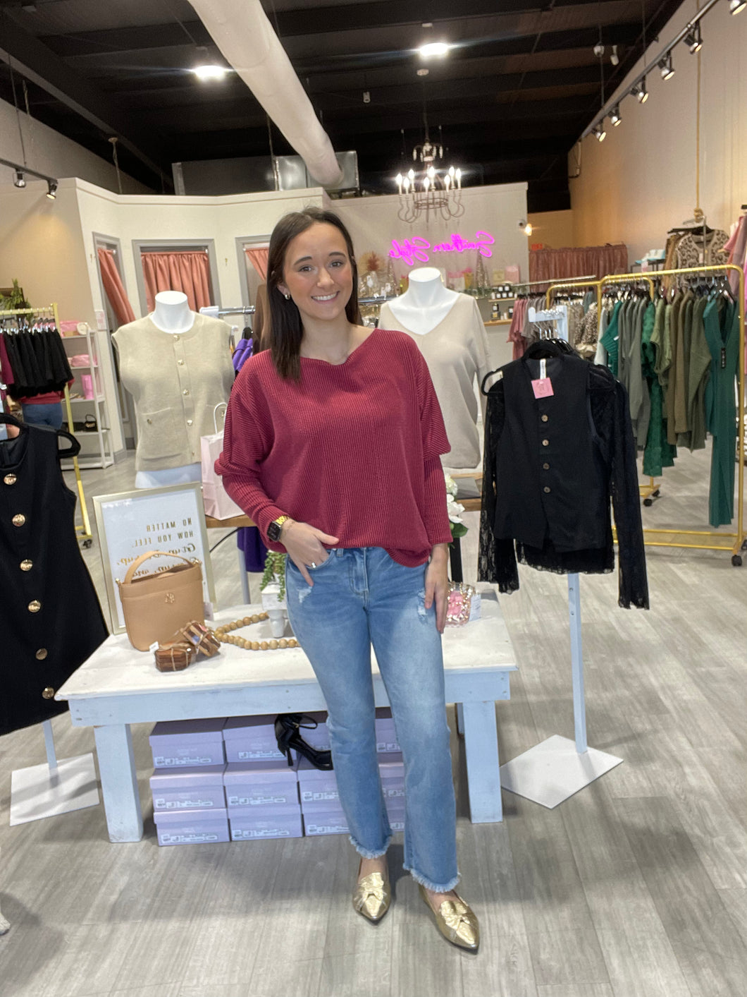 The Tonya Top- Burgundy