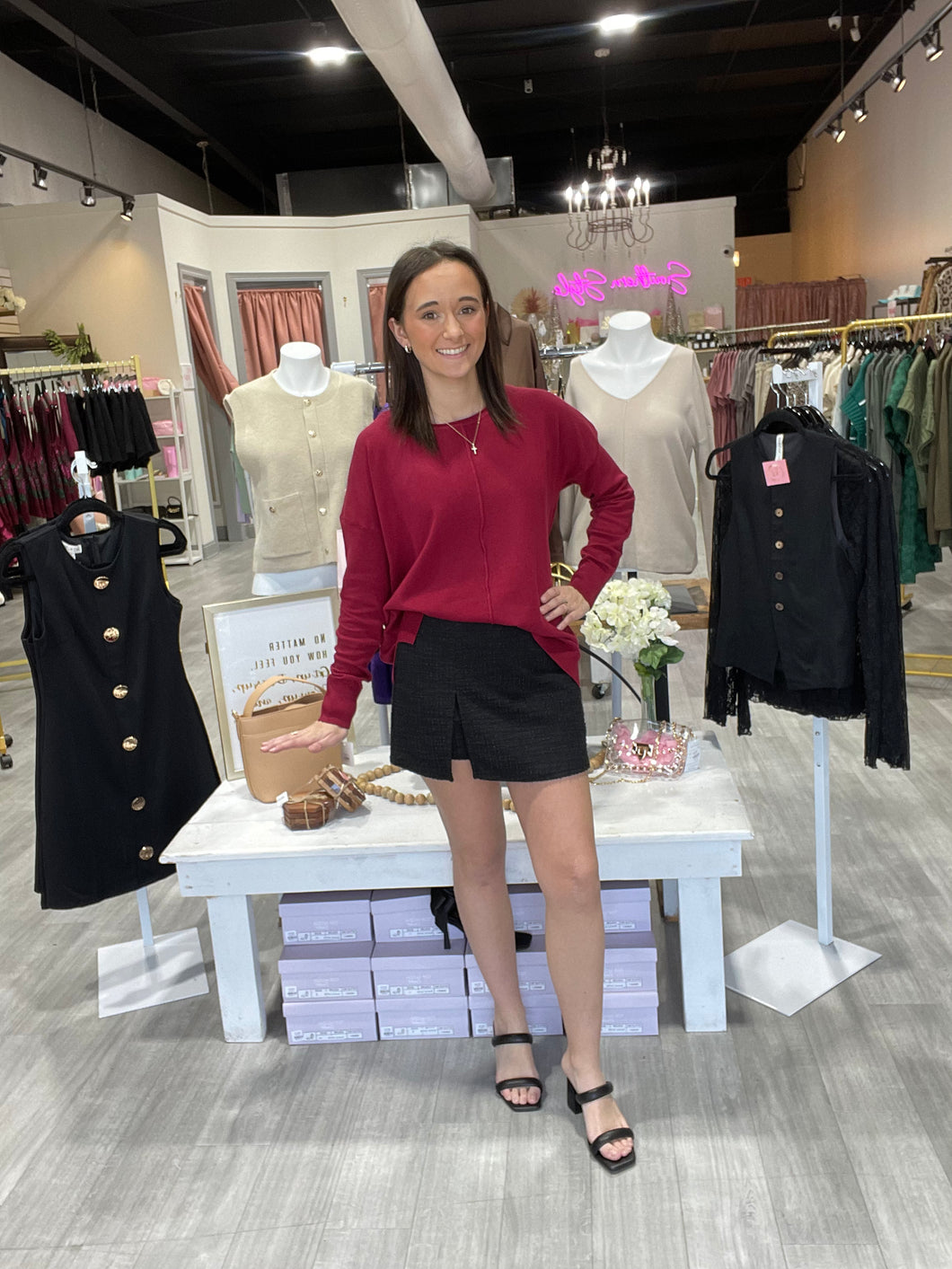 The Monica Top- Burgundy