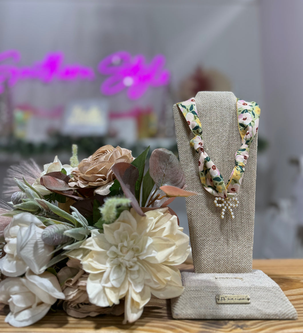 Scarf Charm Necklace-Pink Polkadot