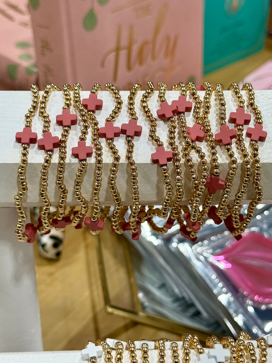 Pink Cross Bracelet
