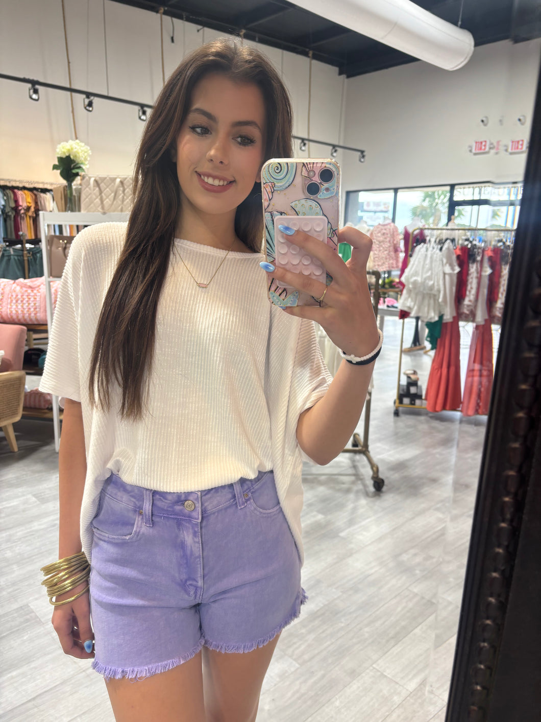 The Cierra Denim Shorts - Purple