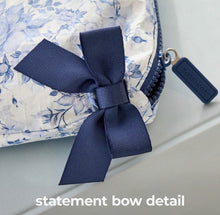 Load image into Gallery viewer, Something Navy Bow Crinkle Makeup Bag
