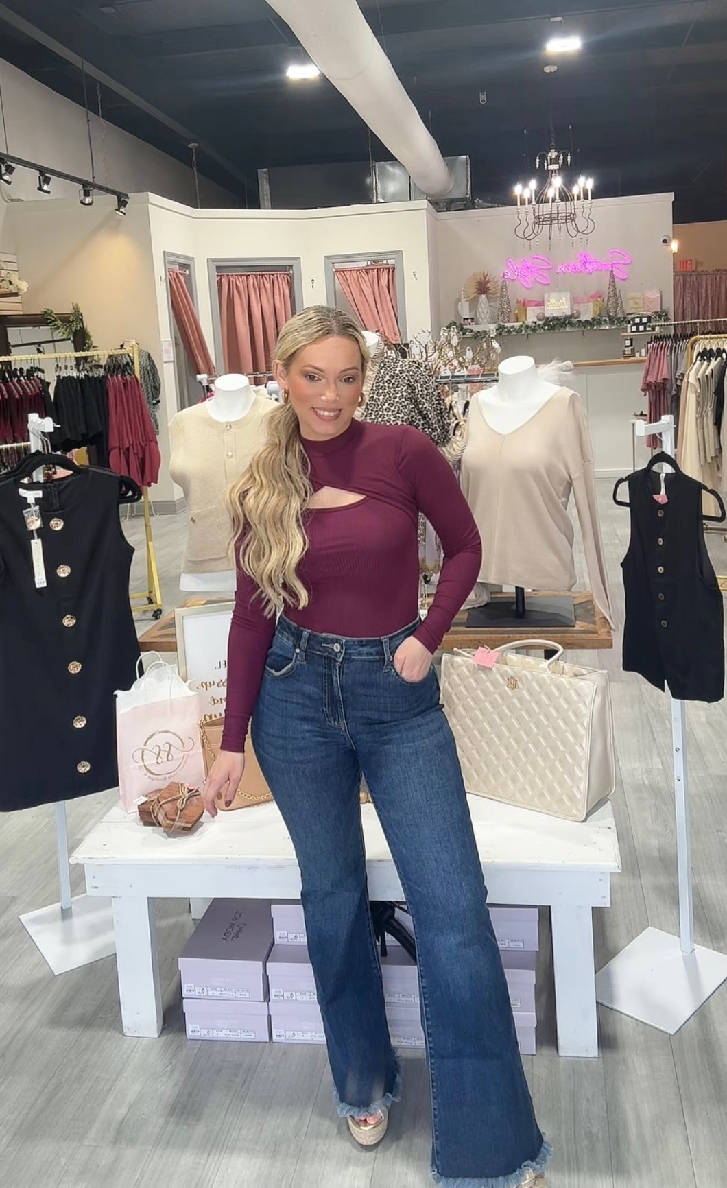 The Burgundy Keyhole Top