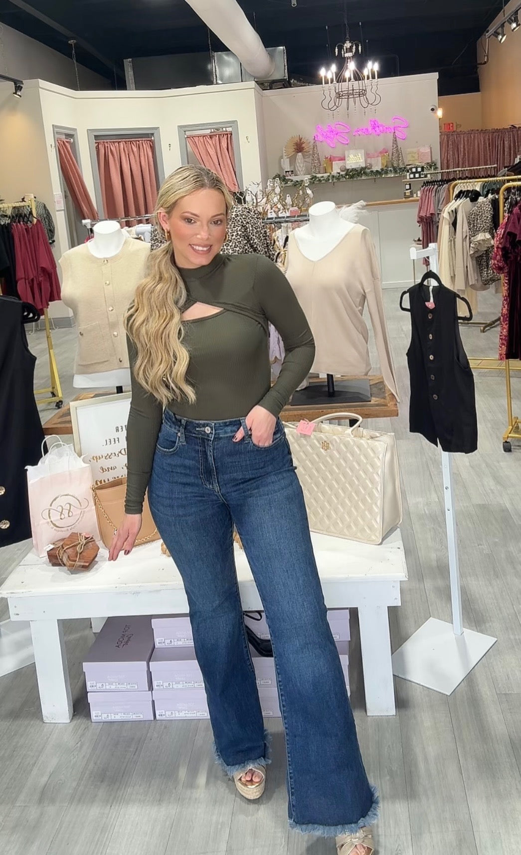 The Olive Keyhole Top