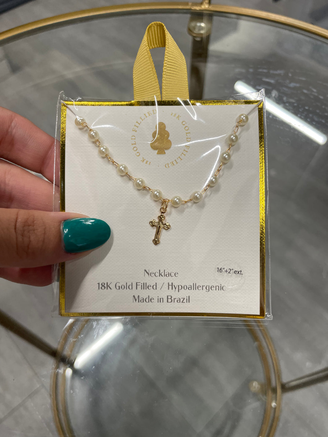 The Pearl & Gold Cross Necklace