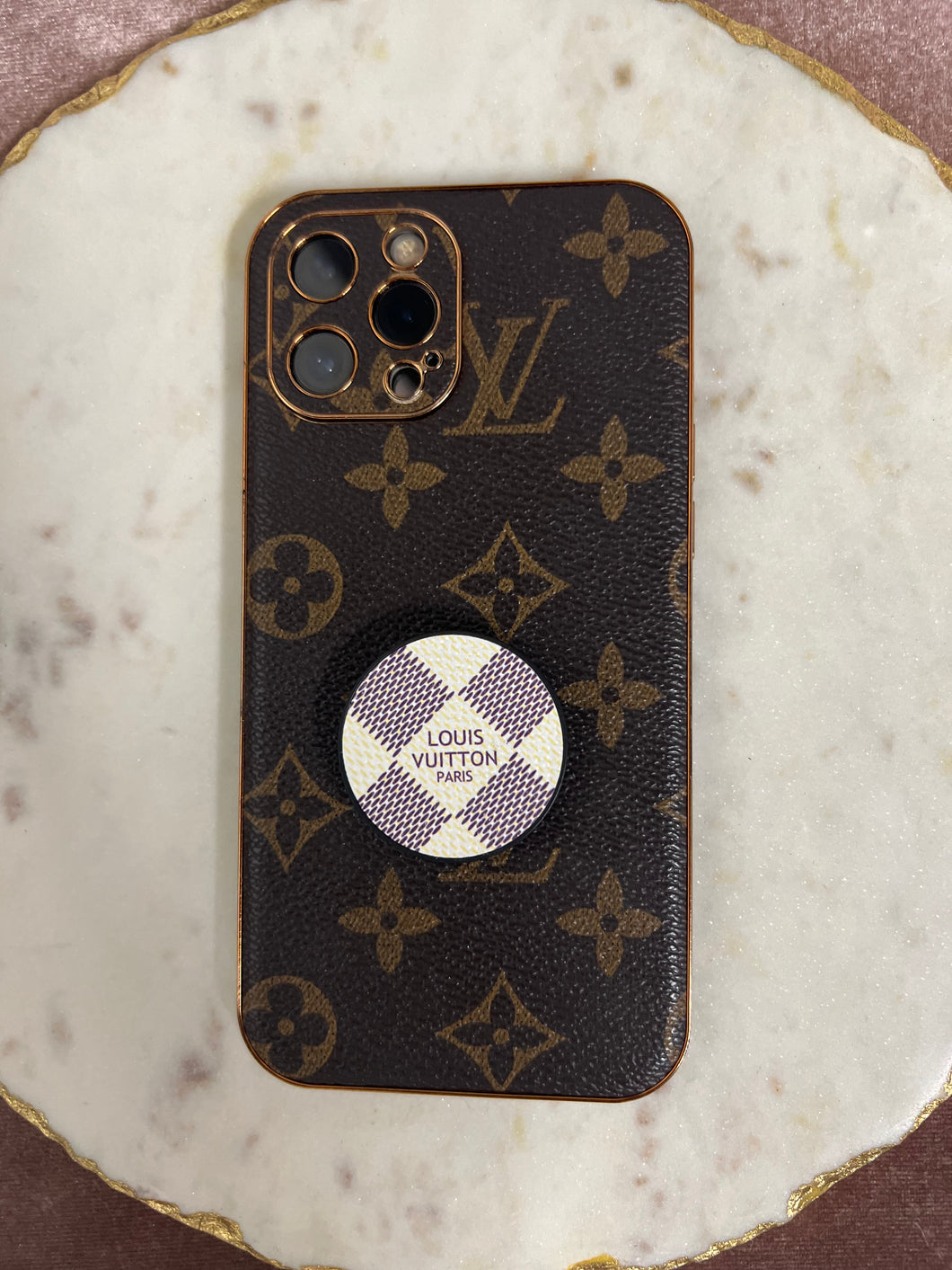 White and Black Checkered Louis Vuitton Pop Socket