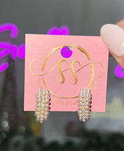 Load image into Gallery viewer, Smaller Pearl Hoops
