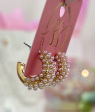 Load image into Gallery viewer, Smaller Pearl Hoops
