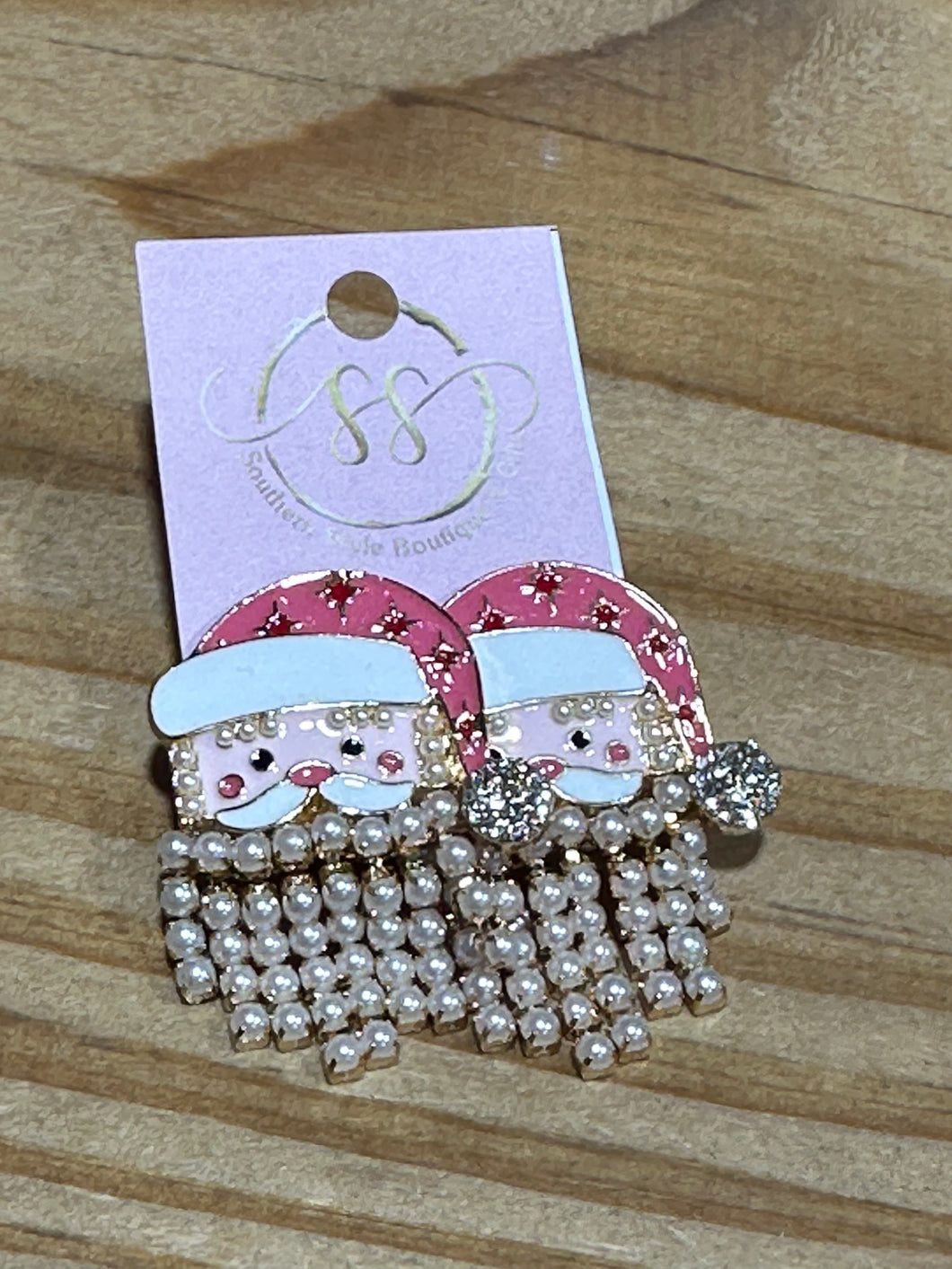 Pearly Santa Earrings