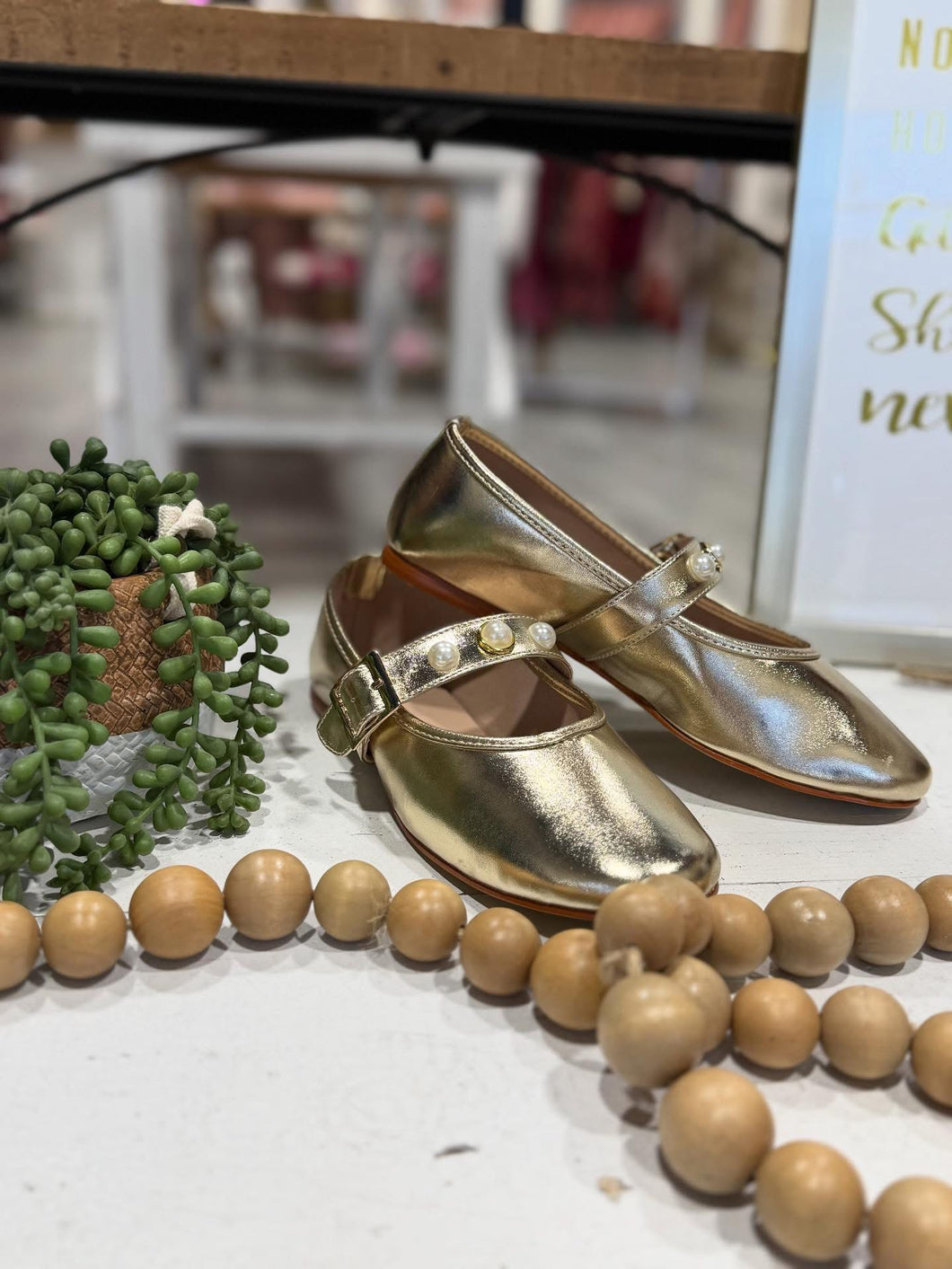 Gold Mary Janes