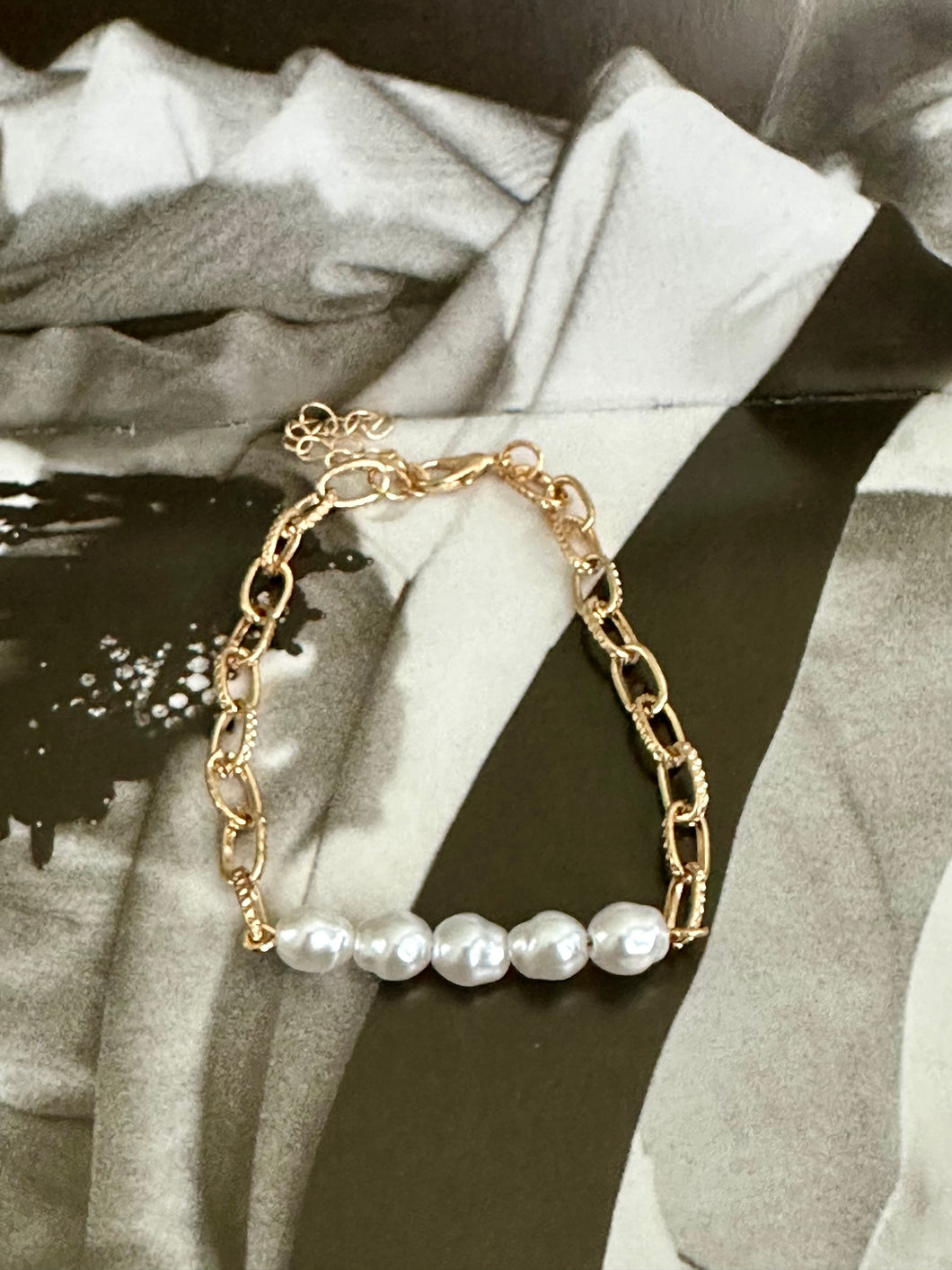 Pearl Chain Link Bracelet