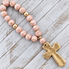 Load image into Gallery viewer, Large Blessing Beads With Cross - Pink
