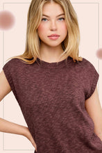 Load image into Gallery viewer, JCS3598-Loose Fit Sleeveless Ribbed Knit Crew Mock Neck Top: Hot Choco / S
