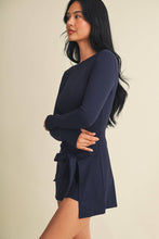 Load image into Gallery viewer, Long Sleeve Wrap Tie Front Dress: Dark Chocolate / M

