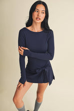 Load image into Gallery viewer, Long Sleeve Wrap Tie Front Dress: Dark Navy / L

