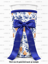Load image into Gallery viewer, BLUE &amp; ORANGE FALL LEAVES with Blue Bow (TALL ONLY)
