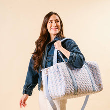 Load image into Gallery viewer, Blue Quilted Weekender Bag
