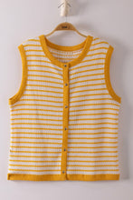 Load image into Gallery viewer, NT12503-Stripe Knit Button Down Top: TAUPE / S-M-L/2-2-2
