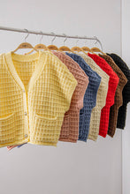 Load image into Gallery viewer, 12W3719N-Waffle Texture Crop Cardigan: CREAM / S-M-L/2-2-2
