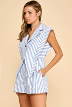 Load image into Gallery viewer, Blazer style top with connected shorts romper: WHITE/MINT / L
