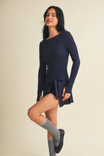 Load image into Gallery viewer, Long Sleeve Wrap Tie Front Dress: Dark Navy / S
