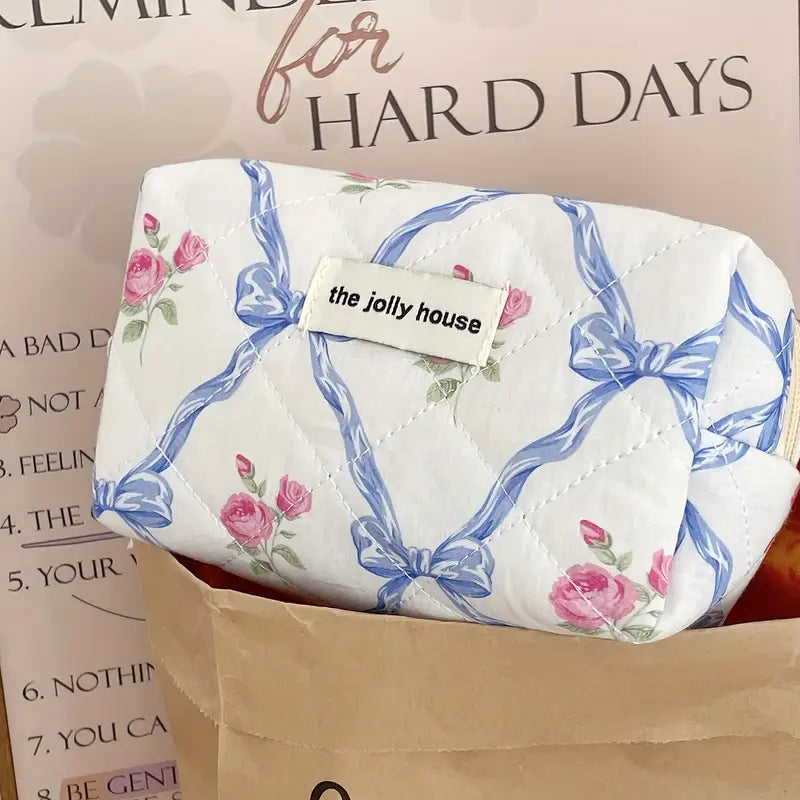 Blue Bow Cosmetic Bag