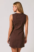 Load image into Gallery viewer, Keyhole Tie Button Front A-Line Mini Dress: DK BROWN / M
