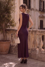 Load image into Gallery viewer, Side Slit Cowl Neck Satin Midi Dress: Dark Green / M
