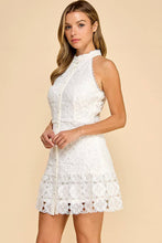 Load image into Gallery viewer, Floral high neck mini dress with ruffled bottom: LEMON YELLOW / M
