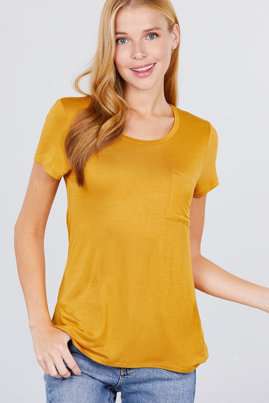 Ruby Mustard Scoop Neck Casual Tee