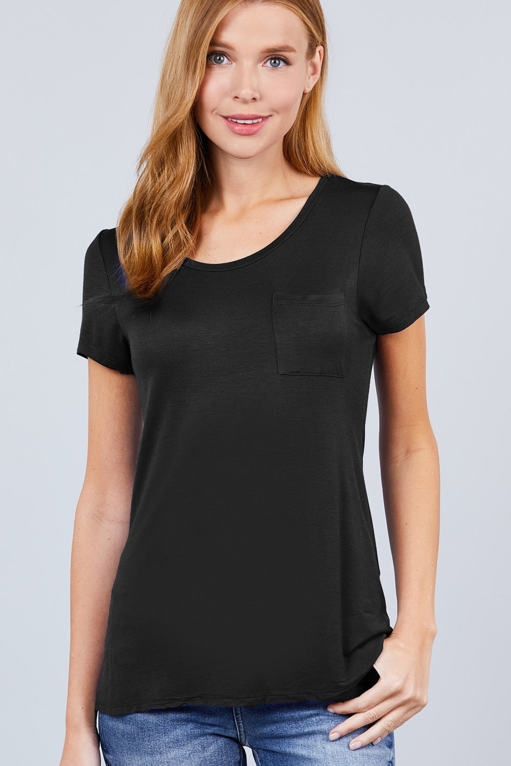 Black Scoop Neck Basic Tee